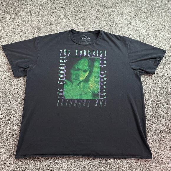 The Exorcist Shirt Mens 3XL Black Linda Blair Horror Retro Short Sleeve FLAW - Picture 1 of 13